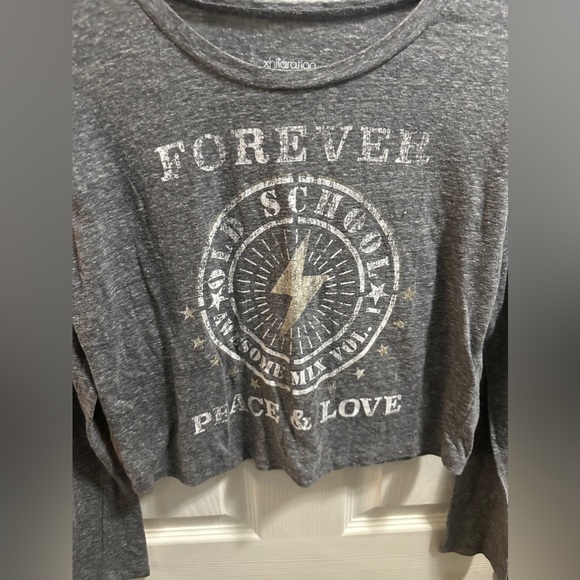 Xhilaration girls long sleeve cropped Forever peace love size XL14/16 - Picture 4 of 4